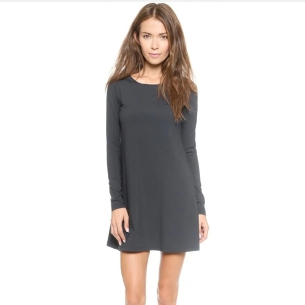 Susana Monaco Gray Long Sleeve A line Shift Dress, Size S, Neutral Casual Soft‎